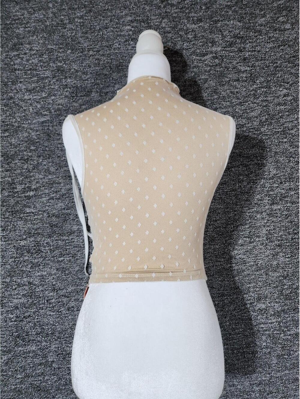 SHEIN Women's Cropped Tops XS/S Assorted Styles Polka Dot Beige Navy Green 7pc - Picture 2 of 15